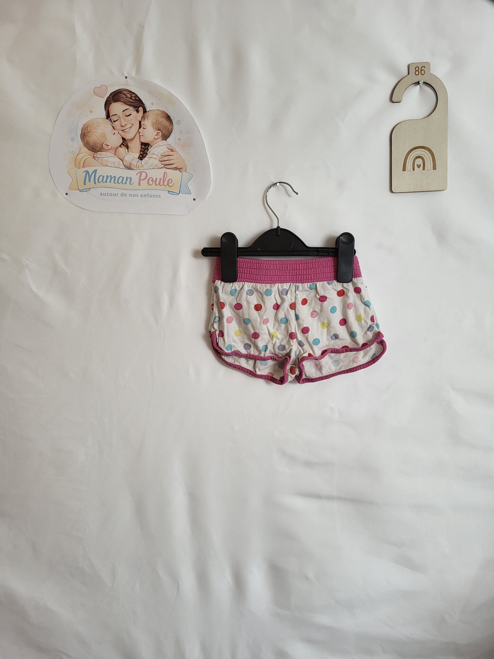 Short blanc à pois colorés T86