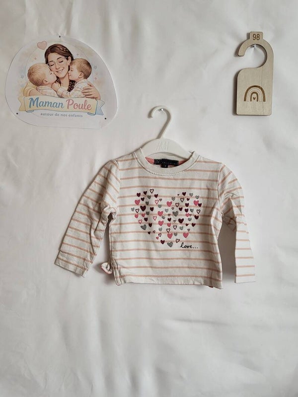 Pull léger blanc et rose imprimé T98