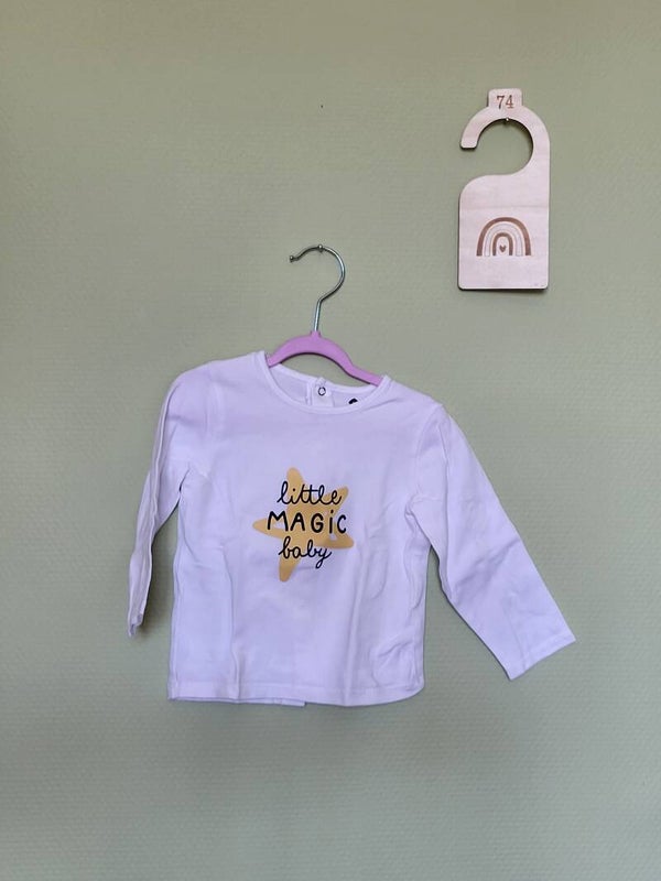 Tee-shirt longues manches blanc Magic Baby T74