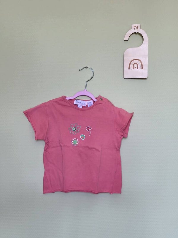Tee-shirt rose foncé à petites fleurs T74