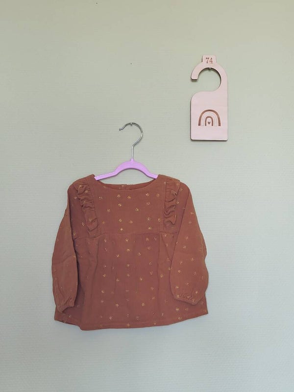 Blouse brune imprimés dorés T74