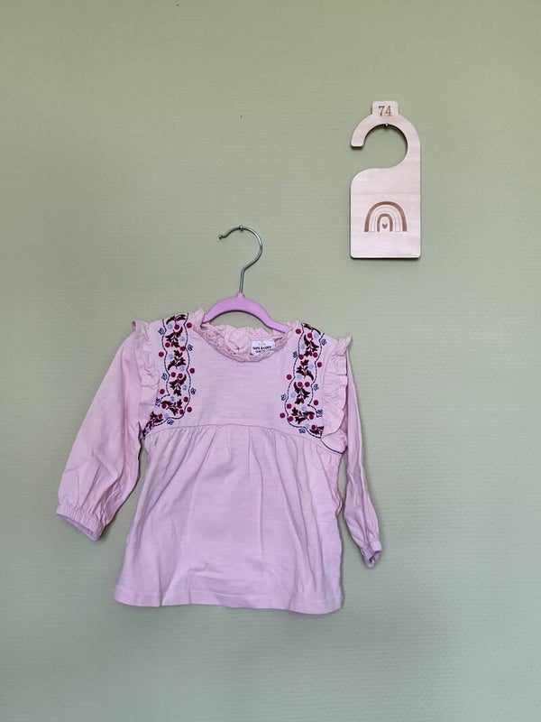 Blouse rose imprimés bordeaux sur le dessus T74