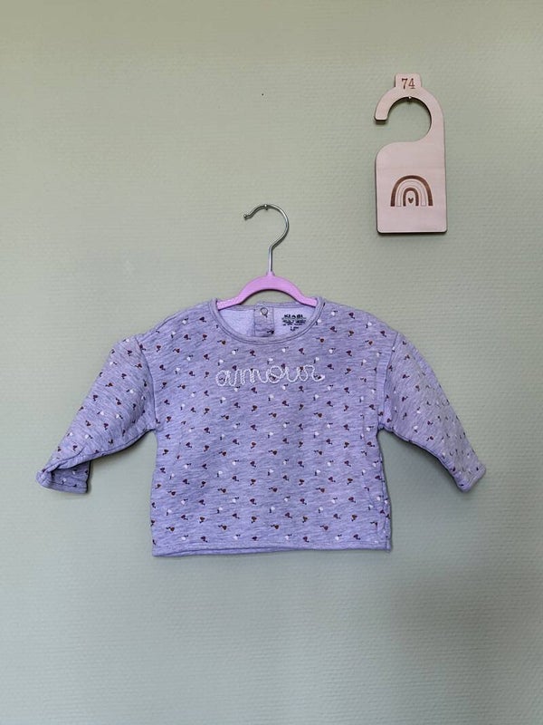 Pull gris à petits imprimés T74