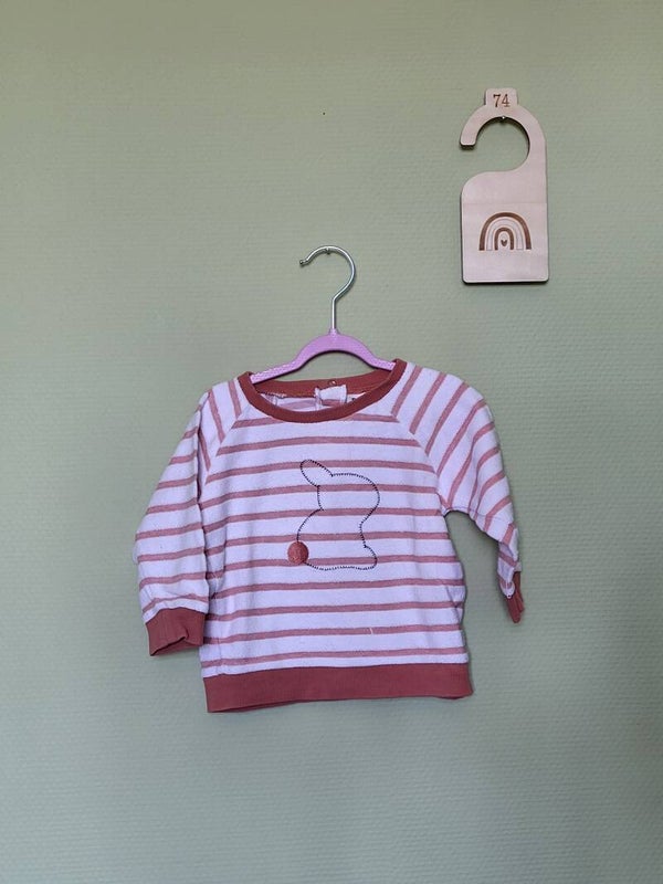 Pull fin blanc ligné terracotta Lapin T74