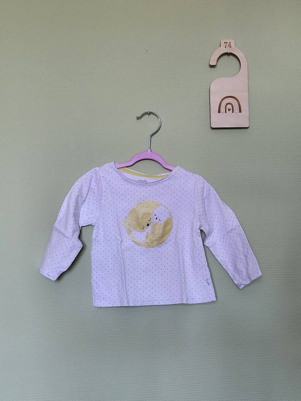 Tee-shirt manches longues blanc imprimé doré T74
