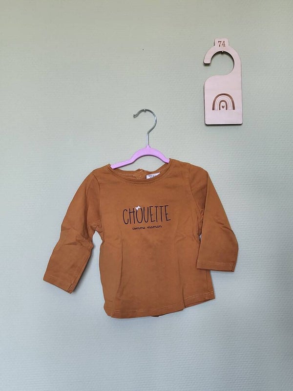 Tee-shirt manches longues brun Chouette T74
