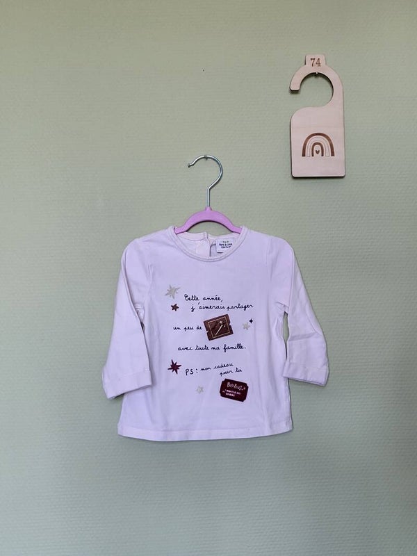 Tee-shirt blanc Lettre de Noël T74