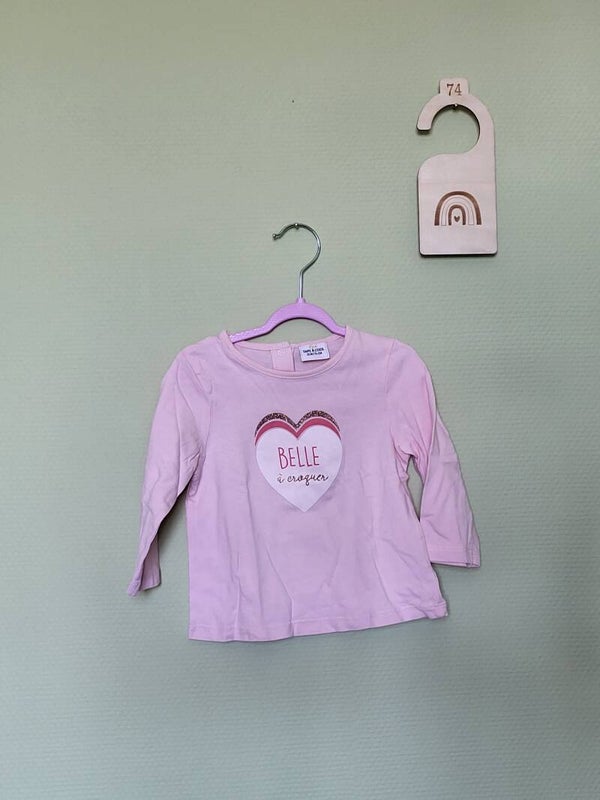 Tee-shirt manches longues rose Belle à croquer T74