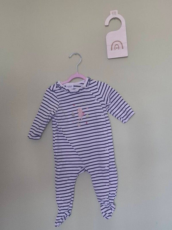 Pyjama TAO ligné blanc bleu marin T68