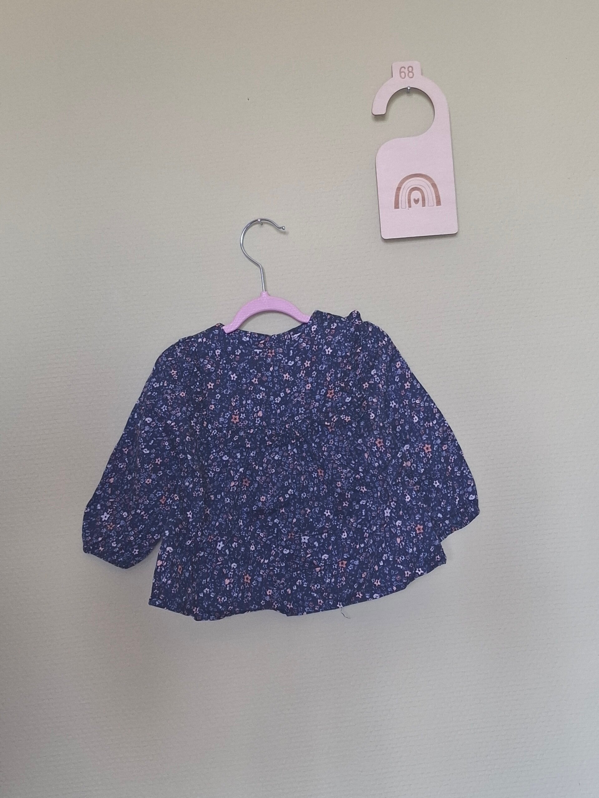 Blouse fleurie légère bleu marine T68
