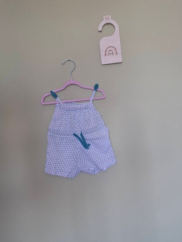 Combishort imprimée blanche et bleue T68