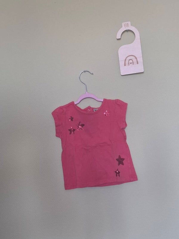 Tee-shirt rose foncé à étoiles T68
