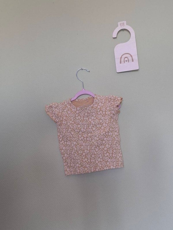 Tee-shirt à volants imprimé orangé T68