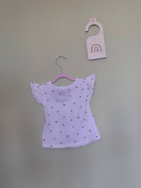 Tee-shirt à volants blanc imprimé fruité T68