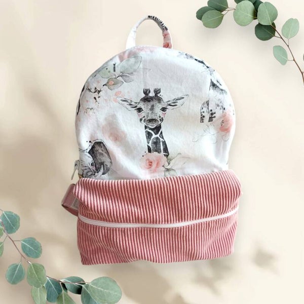 Cartable girafe rose (personnalisation offerte)