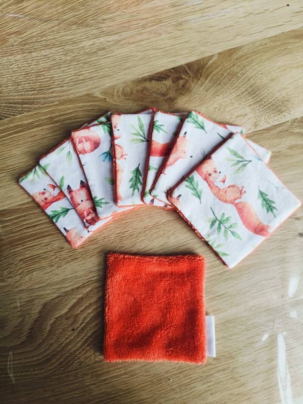 Lot de 8 lingettes (10x10cm) Renard