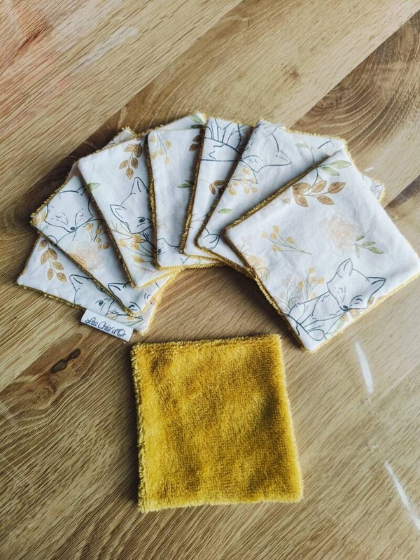 Lot de 8 lingettes (10x10cm) Moutarde