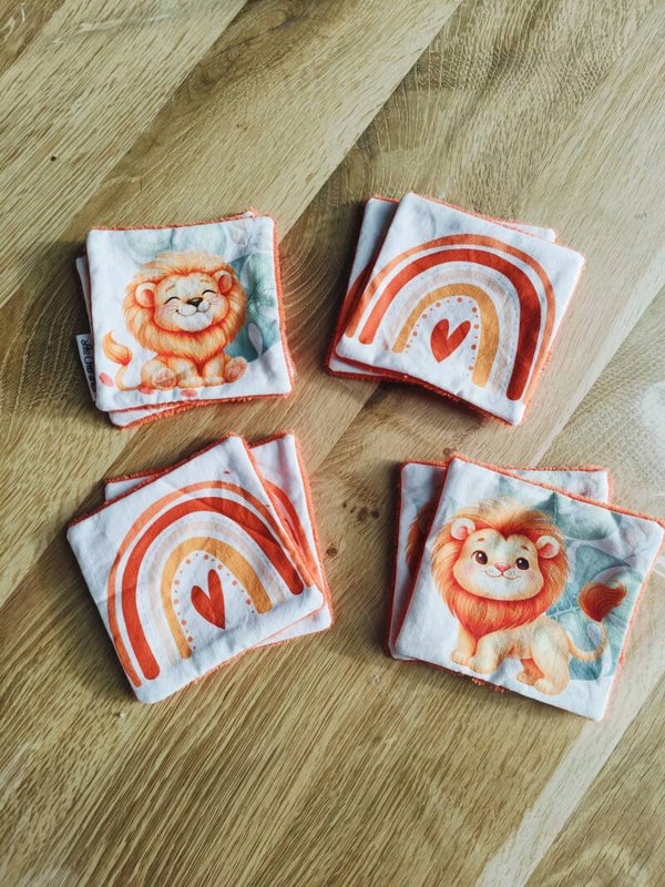 Lot de 8 lingettes (10x10cm) Lion