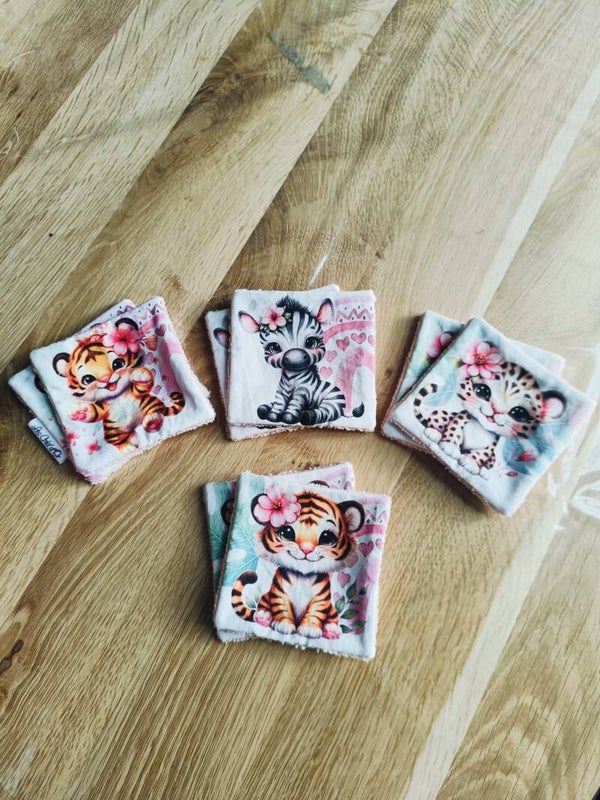 Lot de 8 lingettes (10x10cm) Animaux