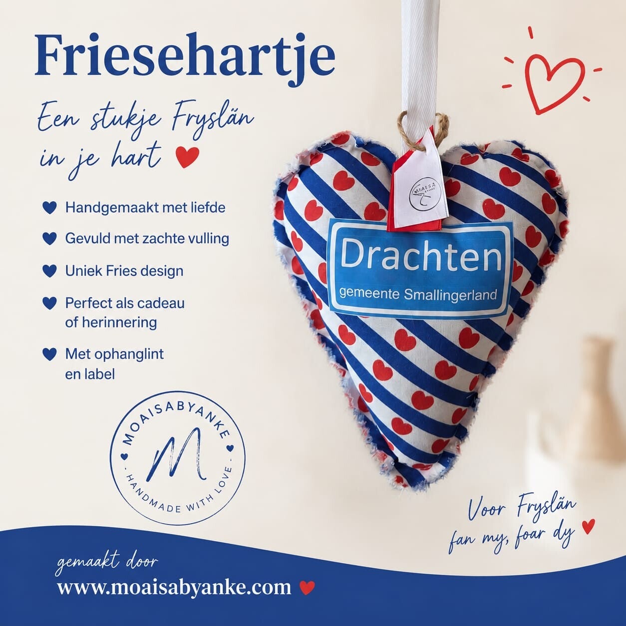 Decoratie Friese vlag hartjes