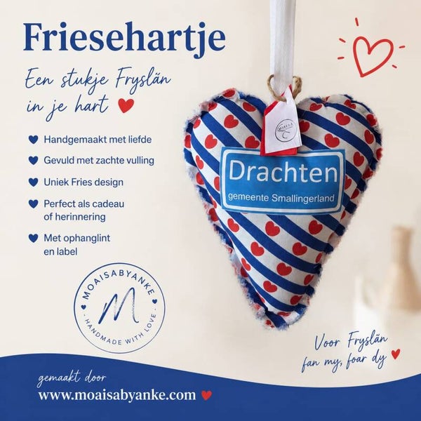 Decoratie Friese vlag hartjes