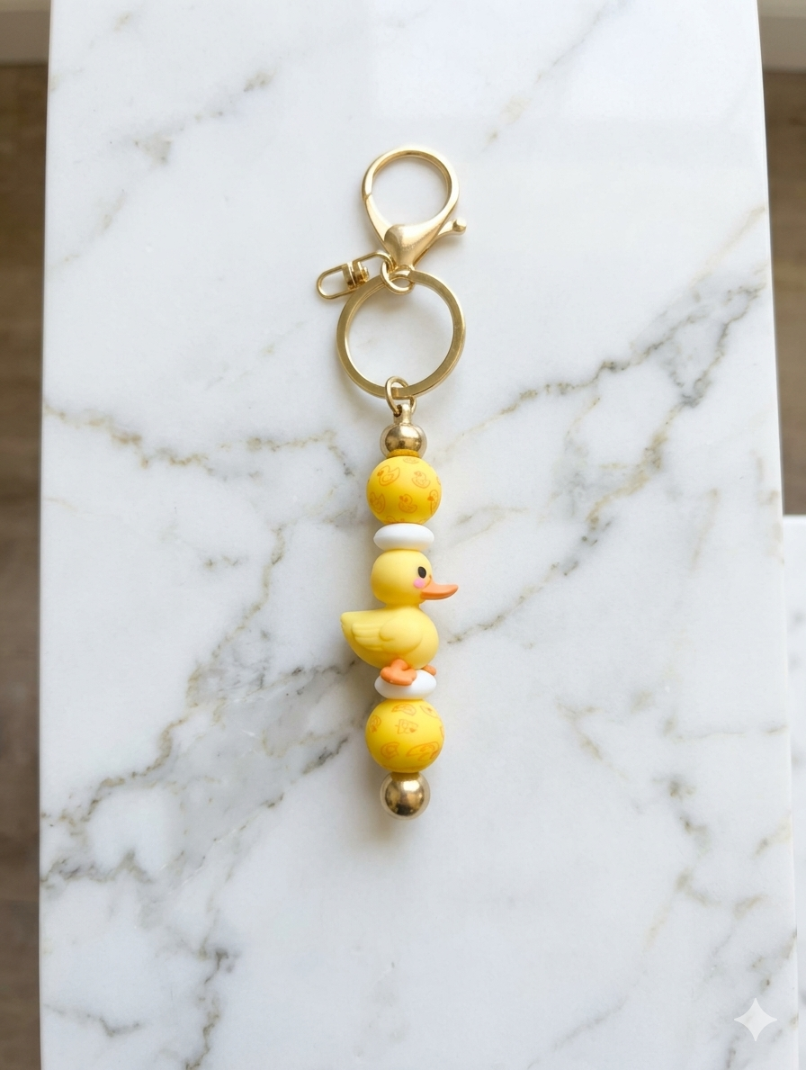Rubber Ducky Silicon Beaded Keychain