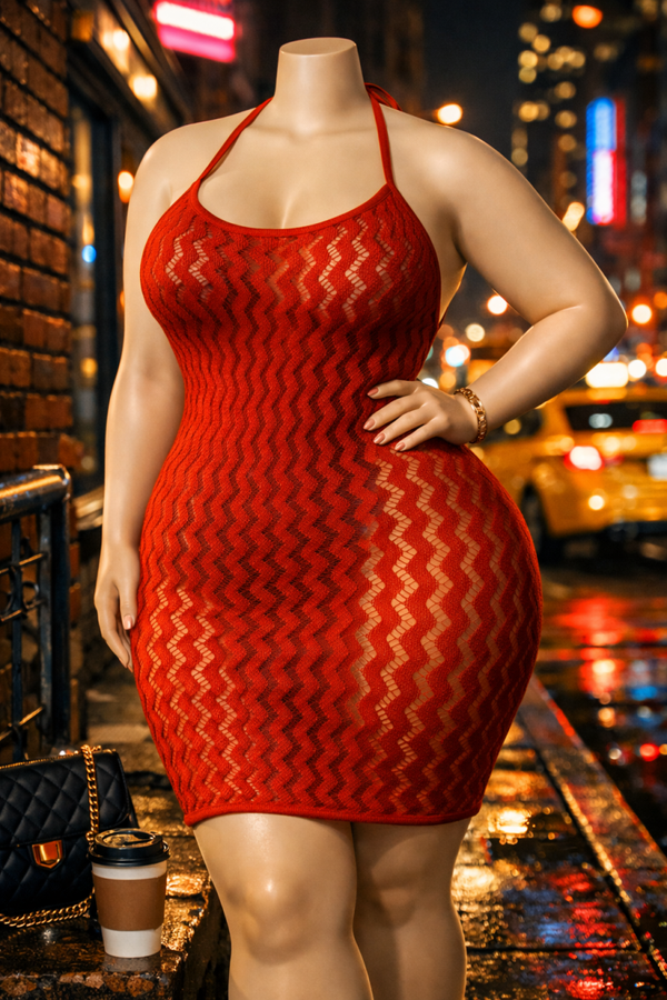 Sunset Glow Crochet Halter Dress