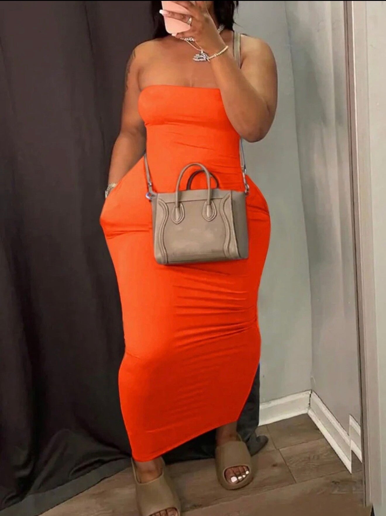Sunset Glow Tube Midi Dress