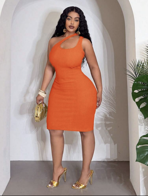 Asymmetrical Cutout Bodycon Midi Dress – Bold & Chic