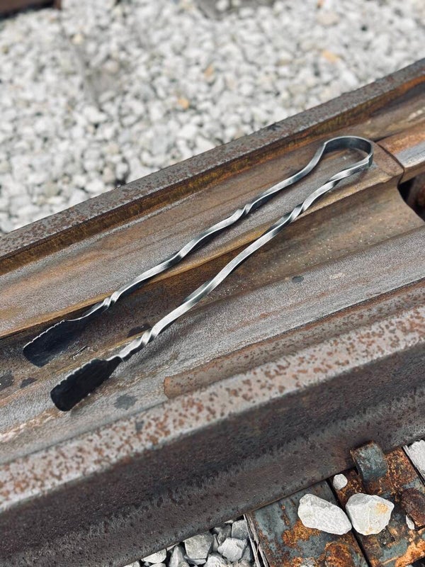 Hand forged bbq tongs