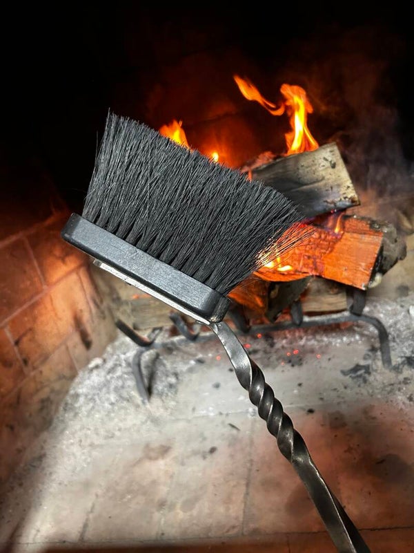 Hand forged fireplace set