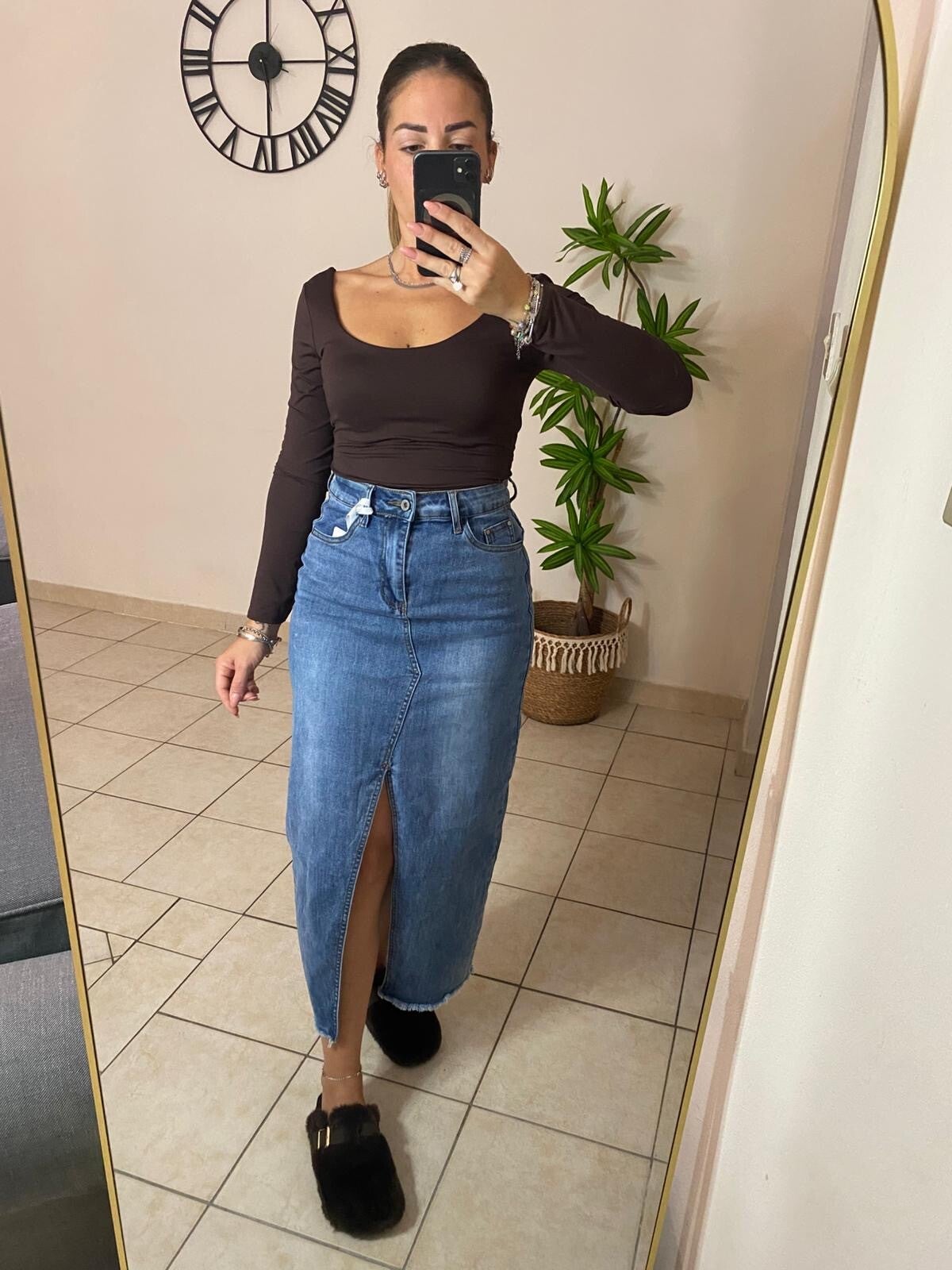 Gonna Lunga Jeans con Spacco