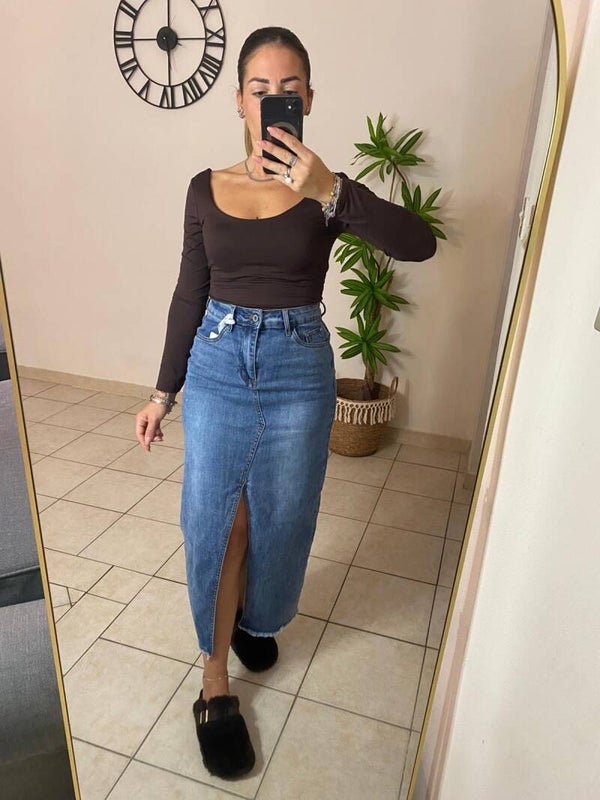 Gonna Lunga Jeans con Spacco