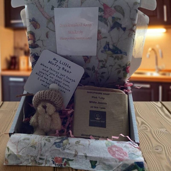 The "Little Box of Calm" | Handcrafted Soap & Miniature Worry Bear