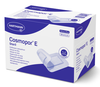 Cosmopore®E 7.2x5cm ou 10x8cm. Pansement stérile auto-adhésif. Laboratoire Hartmann.