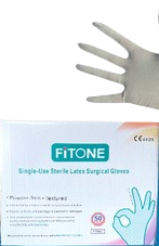 Gants stériles latex non poudrés FITONE. Par 50 paires.
