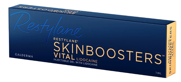 Restylane SKINBOOSTER Vital avec Lidocaïne. 1mL. AH 20mg/mL. Visage, cou, décolleté, mains.