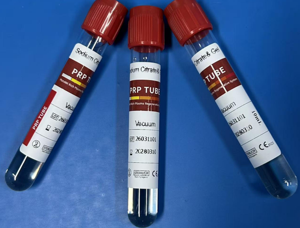 50 Tubes 10mL pour PRP, avec Citrate de Sodium et gel séparateur. 16x100mm en verre. Stérile.