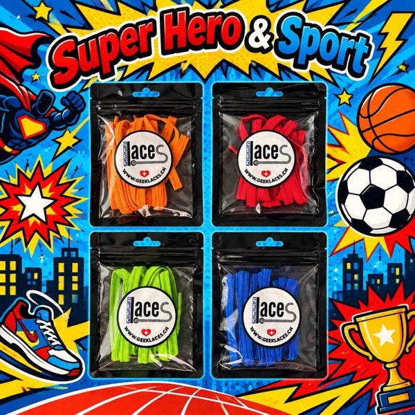 Lacets élastiques capsules pack "Super-hero & Sport"