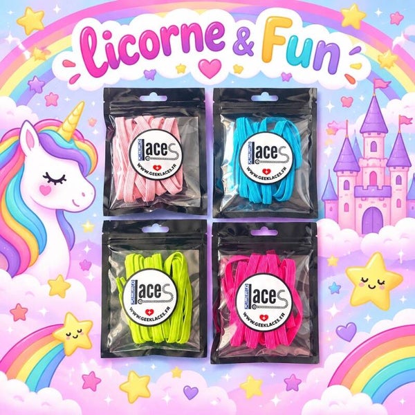 Lacets Élastiques avec Boucles Capsules - Pack Licorne & Fun