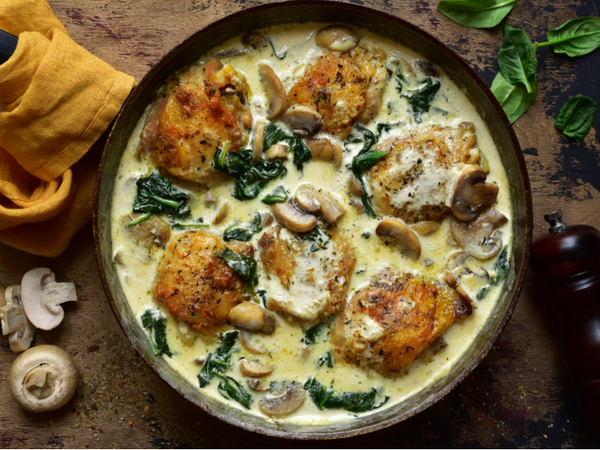 Creamy Chicken with Spinach and Mushrooms
