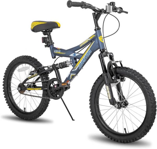 Vélo JOYSTAR Suspension Contender VTT pour Enfant garçons et Filles de 7 à 13 Ans avec Cadre en Acier entièrement Suspendu et entraînement à 1 Vitesse avec béquille