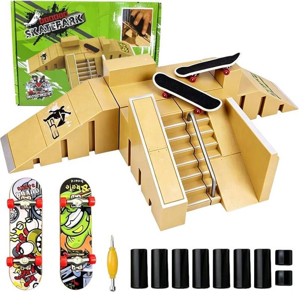 Rampes de Skatepark 5 en 1 , Mini Skate Doigt Finger Skate Kit
