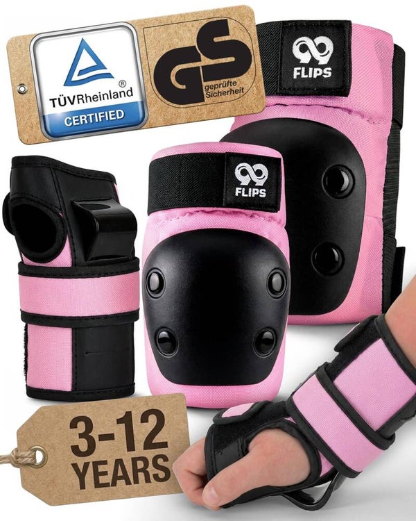 Protection skateboard vélo Enfant Garcon - Protection Velo Enfant 3-8 Ans / 7-12 ANS Protege Genoux Skateboard, BMX - Trotinette Freestyle - Patin a Roulette Fille - Flash S/M Rose