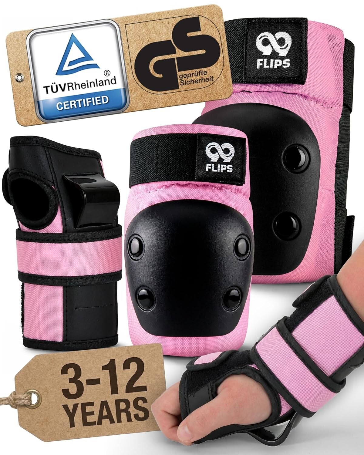 Protection skateboard / vélo Bmx / vtt - Enfant Fille et garçon - Protection Velo Enfant 3 - 12Ans - Genouillère XS - S -M Rose
