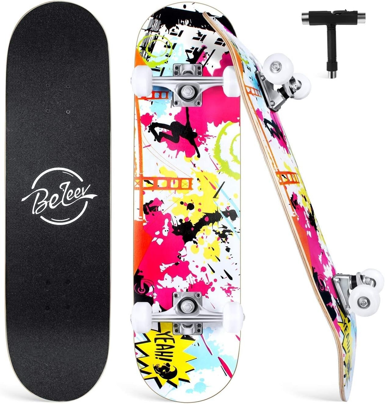 Skateboard BELEEV  31x8 pour Débutants, Enfants, Adolescents et Adulte