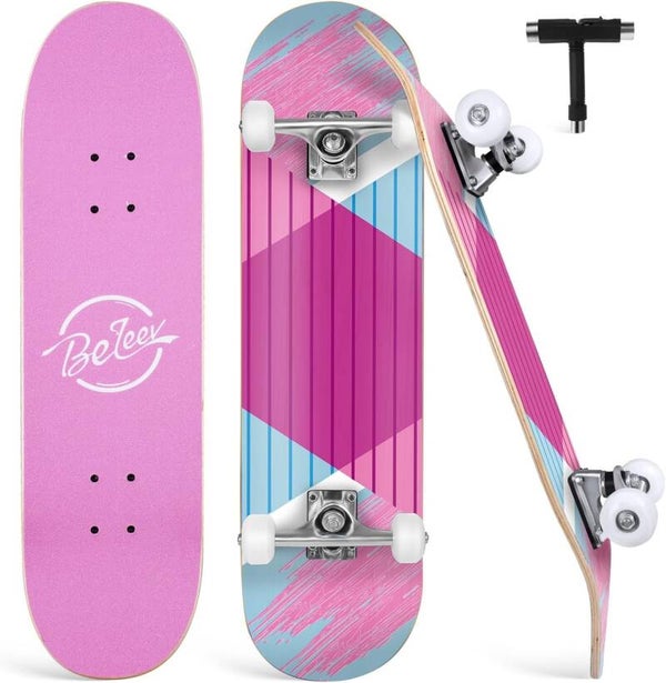 Skateboard BELEEV 31x8 pour Débutants, Enfants, Adolescents et Adulte