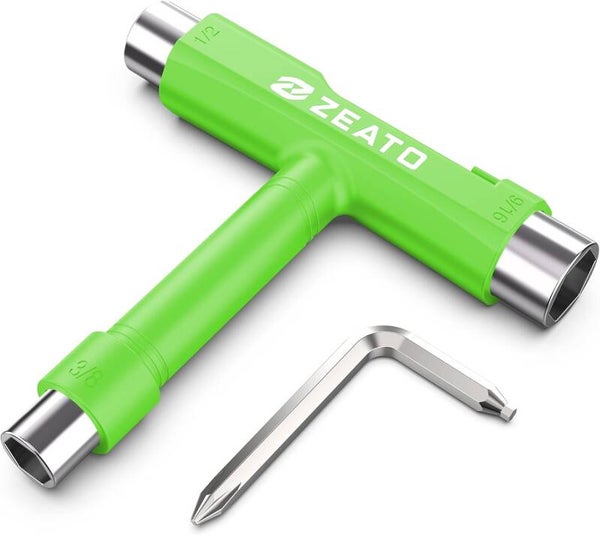 Outils de Skateboard Skate Accesoire Multi-Fonctions Portatifs avec Clé Allen de Type T et Tournevis à tête Phillips de Type L Skateboard Longboard Tool vert