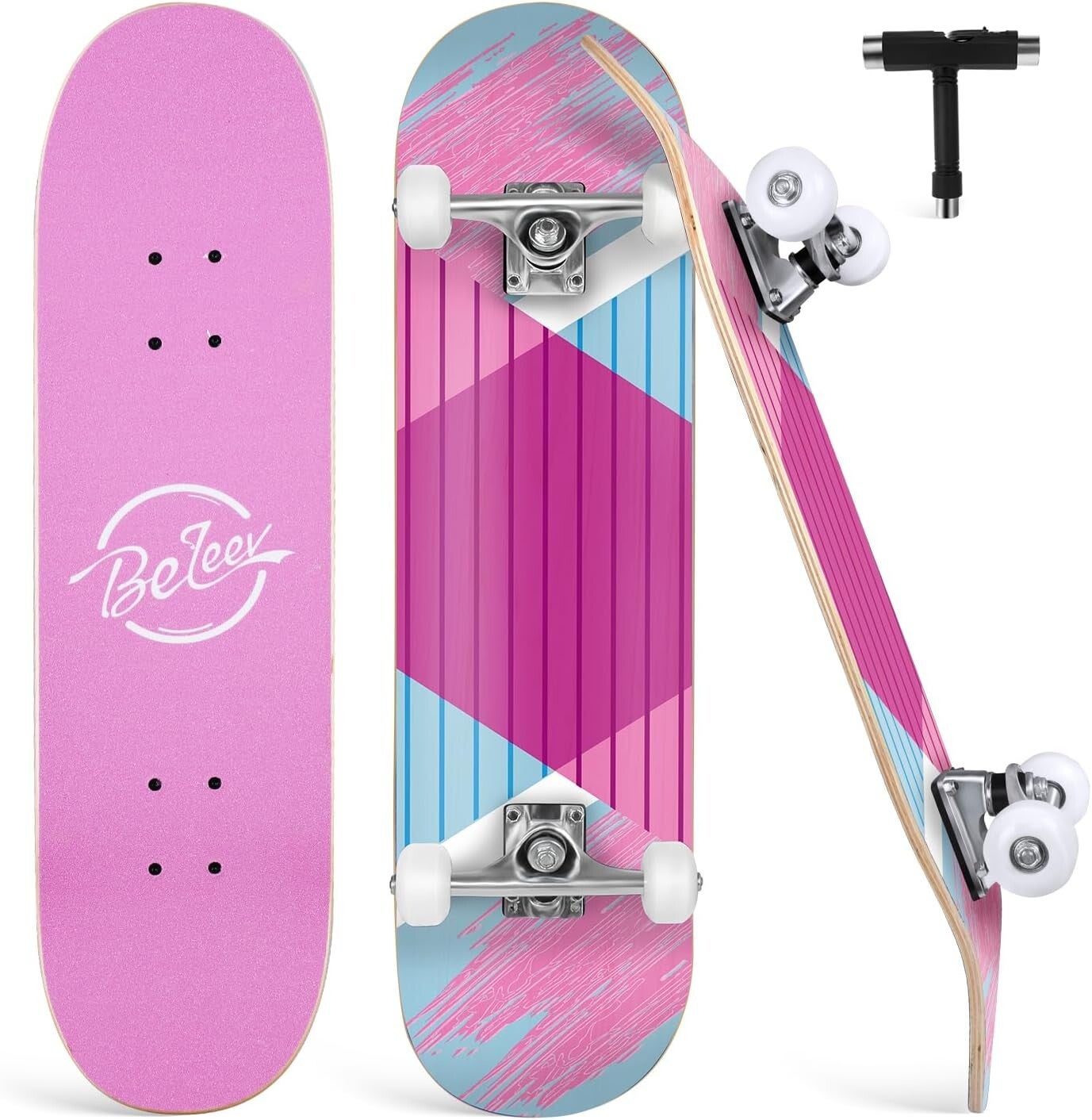 Skateboard  31 x 8 pouces pour Débutants, Enfants, Adolescents et Adulte BELEEV