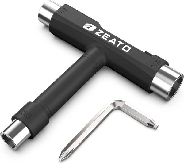 Outils de Skateboard Skate Accesoire Multi-Fonctions Portatifs avec Clé Allen de Type T et Tournevis à tête Phillips de Type L Skateboard Longboard Tool noir